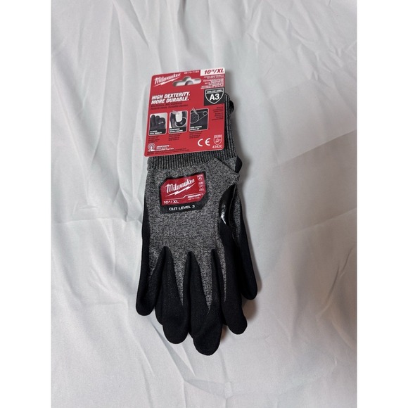 Milwaukee Tool 10"/ XL Cut-Resistant Dipped Gloves,  Cut Level A3 Dipped New